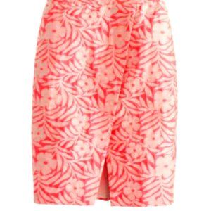 J. Crew Pink Jacquard Plumeria CrossOver Skirt Floral Neon Pink, Size 0